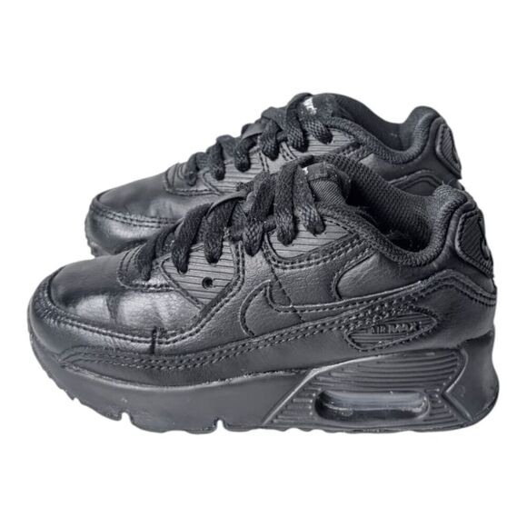 NIKE Air Max 90 "Triple Black" TD Sneakers Size 10.5C - Picture 3 of 11